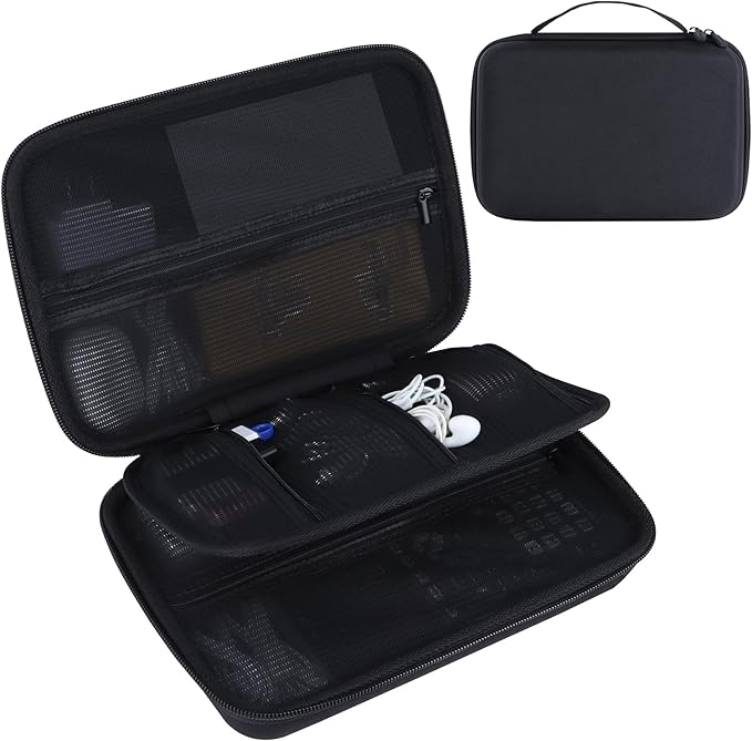 Electronic Organizer Travel Case for MacBook Power Adapter Chargers Cables Tech Organizer Hard Drive USB Flash Disk SD Card Cord Portable Electronics Accessories Bag - Large