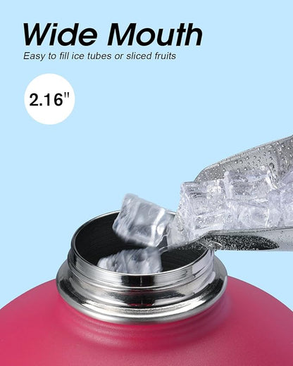 Coolflask 128 oz Gallon Water Bottle Insulated with Straw&3 Lids, Water Jug Large Stainless Steel Metal Vacuum Wide Mouth for Sports, Gym or Office, Non-BPA Keep Cold 48H Hot 24H, Ombre Wine/Navy