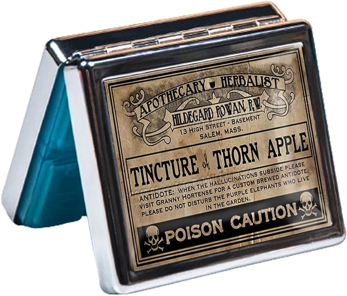 7 Days Chromed Shiny Silver Pill Organizer with Mirror Inside Has 8 Separate Compartments Rectangle Cute Travel Pill Organizer for Purse 7 Days (Tincture)