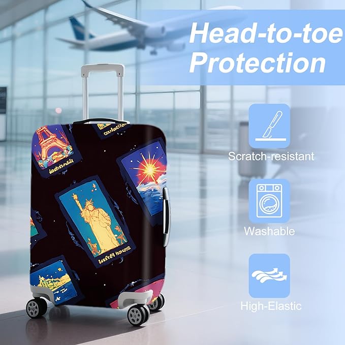 ANNA QUEEN Travel Luggage Cover Suitcase Protector Suitcase Cover Anti-Scratch,Stretchable Bag Cover Washable Durable Polyester with Elastic Hem with Zipper Closure