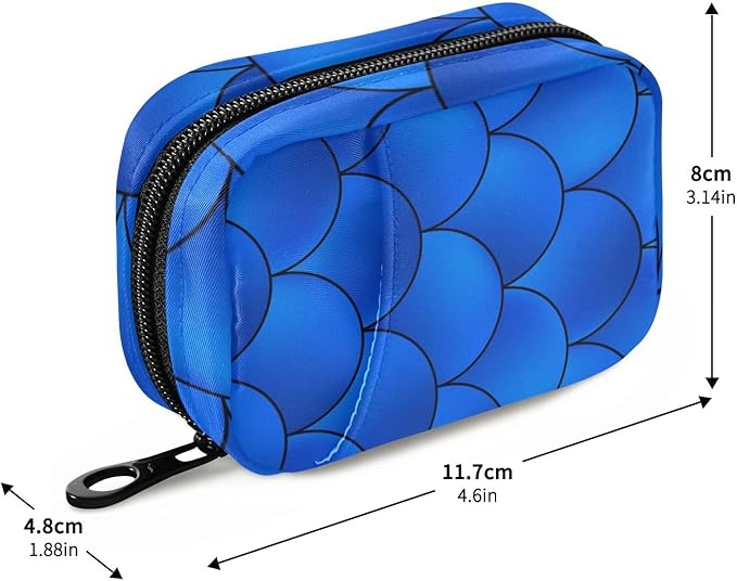 Pill Organizer Box Case Weekly Travel Pill Container Cute Pill Holder 7Day Vitamin Organizer Pill Dispenser Sorter Planner Storage Small Compact Dark Blue Mermaid Scales17