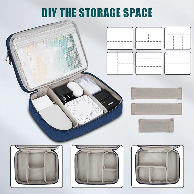 Electronic Organizer Travel Universal Cable Organizer Electronics Accessories Bag for Cable, Charger, Phone, USB, SD Card,1Pack