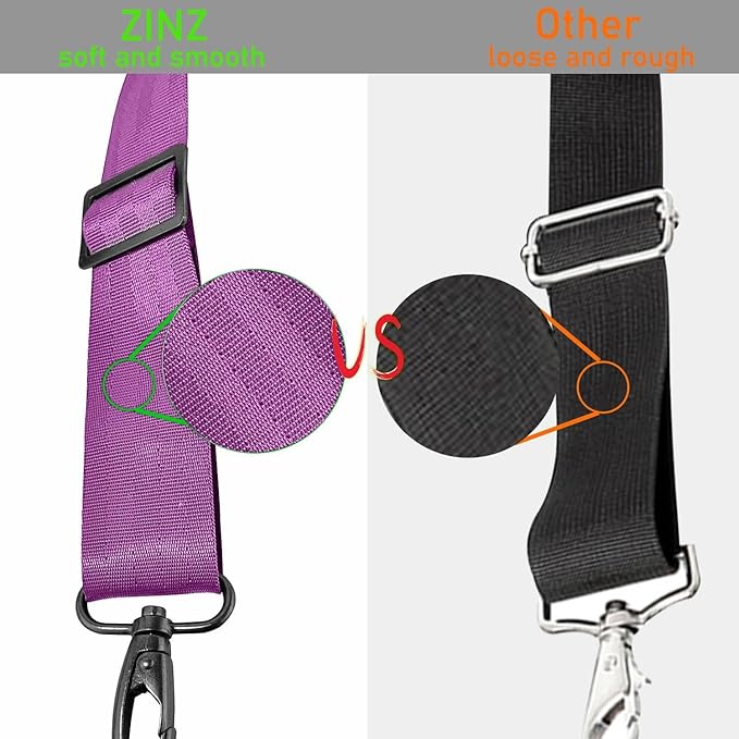 ZINZ 77 Inch Shoulder Strap Univesal Bag Strap with Fixed Pad Ultra Thick Plus Long & Breathable Cushion, Replacement Strap for Bags,Purple