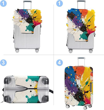 Luggage Cover Washable Suitcase Protector Anti-scratch Suitcase cover Fits 20-34 Inch Luggage (Watercolor, XL(32-34inch suitcase))