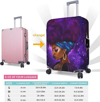 Suitcase Cover Anti-scratch Washable Suitcase Protector Medium Purple Galaxy Space for African American Woman Lady
