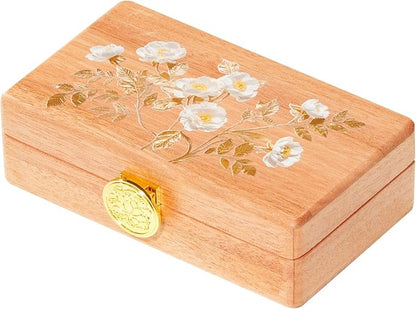 Travel Jewelry Case Small Wood Jewelry Organizer Jewelry Box for Women (Pine Wood Print)