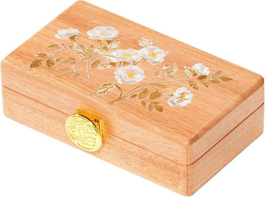 Travel Jewelry Case Small Wood Jewelry Organizer Jewelry Box for Women (Pine Wood Print)