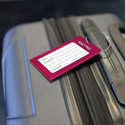 Luggage Tags Metal Suitcase Tags Travel Bag ID Identifier Luggage Tag (Red 2-Pack)
