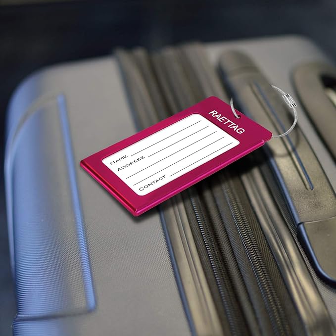 Luggage Tags Metal Suitcase Tags Travel Bag ID Identifier Luggage Tag (Red 4Pack)
