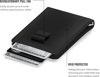 Kings Loot Trackable Airtag Wallet for Men | RFID Blocking Leather Design with Airtag Holder, Money Clip & Pull Tab | Minimalist Air Tag Wallets