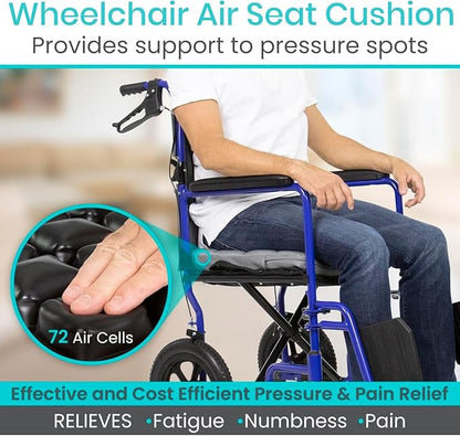 Vive Inflatable Wheelchair Air Seat Cushion - Adjustable Air Pressure Relief Travel Seat, Portable - Waffle Style Pressure Relief Bed Sore Ulcer Treatment Wheel Chair Pain Cushion for Mobility Aids