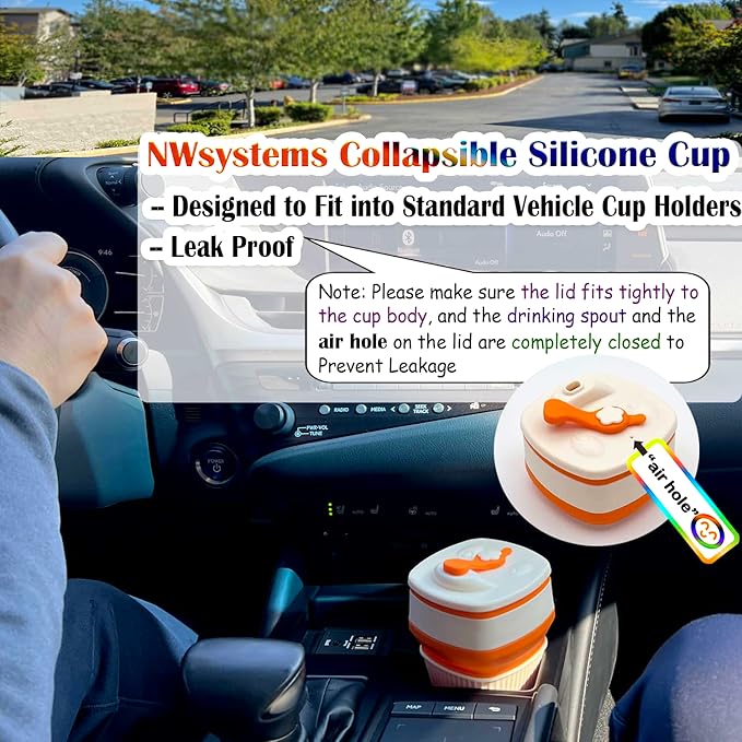 Collapsible Silicone Cup, Safe & Portable, for Hot & Cold Drinks, 18.6 oz (550 ml) - Travel, Camping, Office, and More – Flame Orange