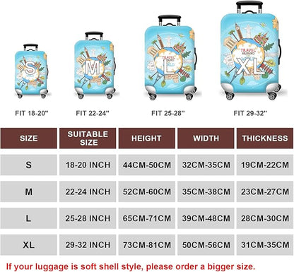 WUJIAONIAO Travel Luggage Cover Baggage Suitcase Cover Protector Skins 18-32 Inch (ocean, L (for 25-28 inch luggage))