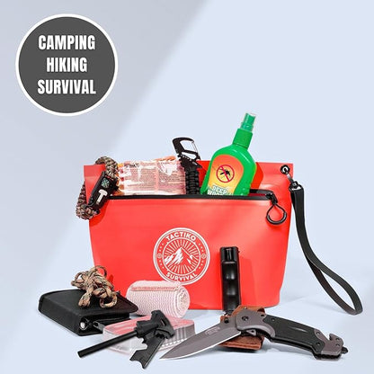 Tactiko Heavy-Duty Splash Water Resistant Zipper Pouches - Hold-All Organizers for Dry Bags, Travel Bags (Red)