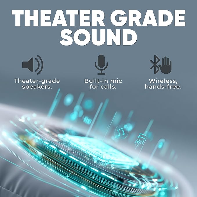 Bluetooth Music Semicircular Neck Pillow with Hood Wireless Bluetooth Speaker Suitable Airplane,Car,Office,and Outdoor Camping for Sleeping, Resting The Best Travel Essentials. (Dark Gray)