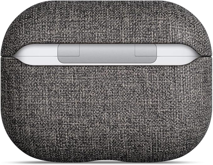 LOPIE for AirPods Pro 2nd Generation Case (Not for 3rd Gen) - Canvas Style Vegan Leather - Protective Hard Shell Cover for Men/Women - Handmade for AirPods Pro 2 Case Cover - Gray