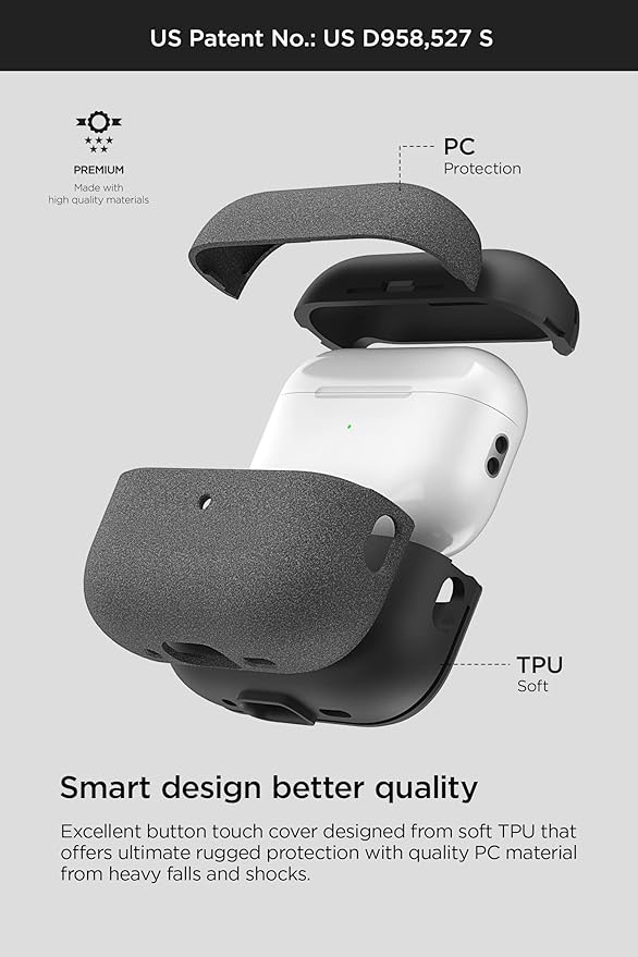 VRS Design Modern for Apple Airpods Pro 2nd Generation & 1st Generation Case (2023/2022/2019) (Sand Stone) [US Patent Registered]