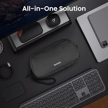 tomtoc Electronics Organizer Travel Case Performance, Water Resistant Bag Cable Tech Pouch Accessories, Carry Storage for Cord, Phone, Cables, Airpods, USB Flash Drive, Daily Items