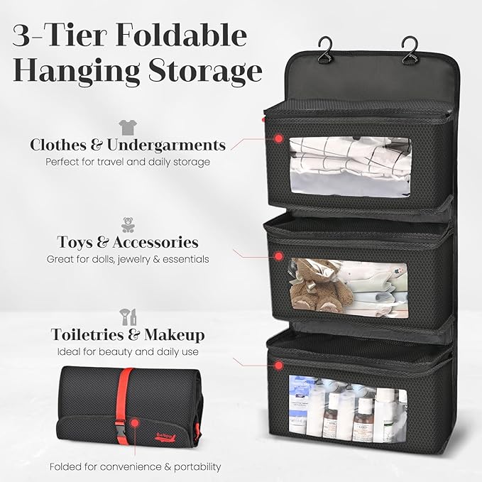 11 Set Compression Packing Cubes for Travel, Waterproof Organizer Set with Hanging Underwear & Toiletry Bag, Shoe/Boot Bag, Hair Tools Organizer, Laundry Bag & Digital Pouch (Black)