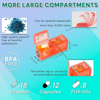 Monthly Pill Organizer, Medicine Organizer Box with Portable Hard Shell and Pill Cutter, 31 Day Pill Holder with Weekly Pill Bag (Purple, 2 Times a Day)