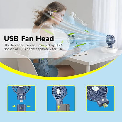 HandFan 10400mAh Handheld Personal Fan, 40Hrs Long-Lasted Hand Fan Rechargeable, Mini Cooling Fans Foldable, Heavy Duty Battery Fans Portable for Travel Beach Concerts Cruise Makeup(Royal Blue)