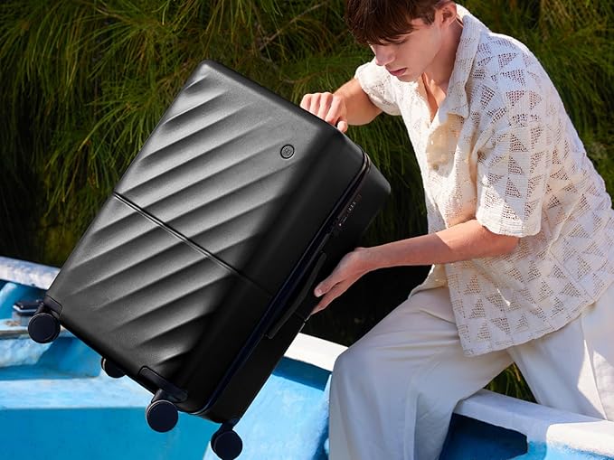 NINETYGO Carry On Suitcase, 20 Inch Carry-On Luggage with Double Spinner Wheels, Anti-Burst Zipper, Hard Case PC Suitcase Carry On, Lightweight Travel Luggage, TSA Approved (Onyx Black, Hudson)