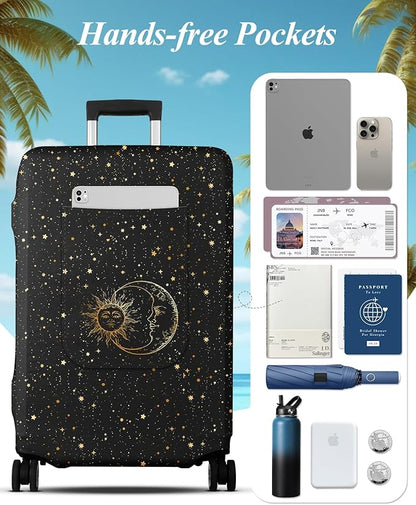 Slohif Luggage Cover for Suitcase Tsa Approved Protector - Luggage Sleeve Large Suit Case Cover Travel Stretch Baggage Case Protective Washable Fit 24-27 Inch Sun M