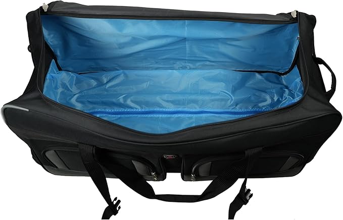 AMARO 36-Inch Rolling Duffle Bag with Wheels and Handle – Extra Large Travel Luggage with Multiple Compartments and Durable Polyester – Black/Grey