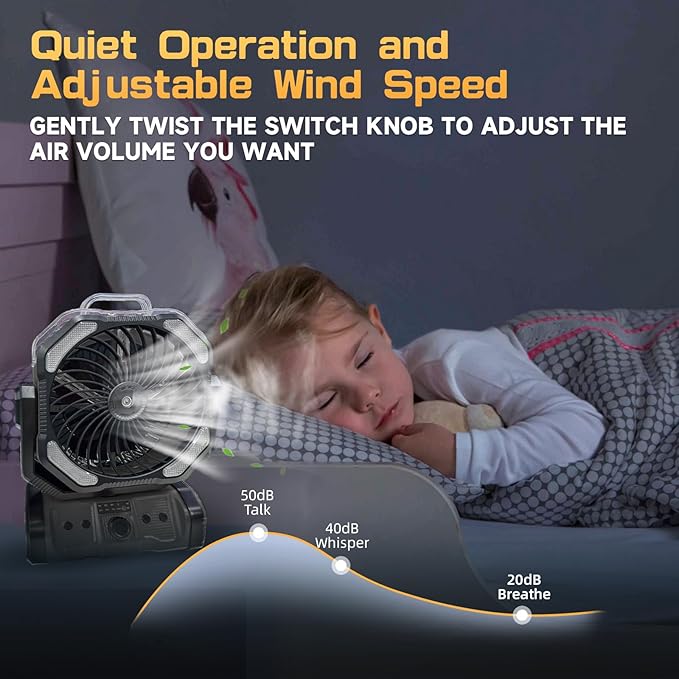 Oscillating Misting Fan Battery Powered- 20000mAh Rechargeable,Blow Cold Air, 3 Spray Modes, LED Lantern, Portable Outdoor Fan for Pet Patio, BBQ, Travel, Gym Black