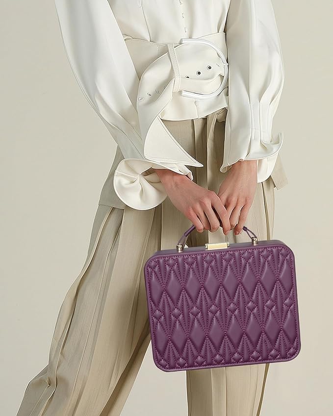 Travel Jewelry Case Organizer, Large Travel Jewelry Organizer, Travel Jewelry Box and Portable Travel Jewelry Case, Burgundy Red