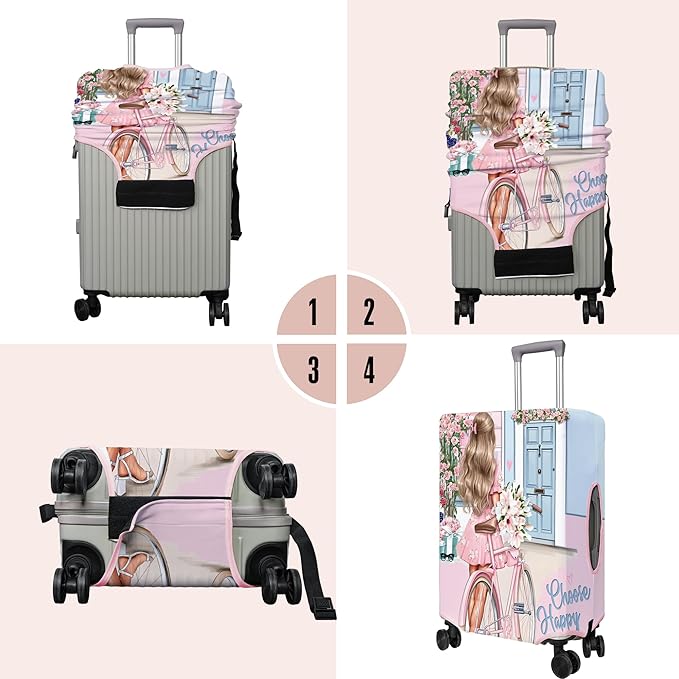 Travel Luggage Cover Suitcase Protector Fits 18-32 Inch Wheel Covers PatternedTravel Related Items Flower Luggage Protector Elastic M