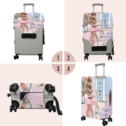 Travel Luggage Cover Suitcase Protector Fits 18-32 Inch Wheel Covers PatternedTravel Related Items Flower Luggage Protector Elastic L