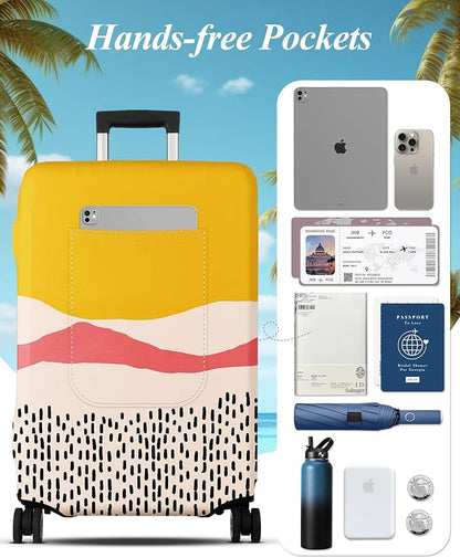 Slohif Luggage Cover for Suitcase Tsa Approved Protector - Luggage Sleeve Large Suit Case Cover Travel Stretch Baggage Case Protective Washable Fit 24-27 Inch Patchwork M