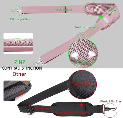 ZINZ 79 inch Shoulder Strap, Extra-thick Fixed Cushion Pad and Dual Clasps Universal Replacement Strap with Metal Swivel Hooks for Laptop Bags, Luggage Bags, Camera, Crossbody (200cm,Pink)