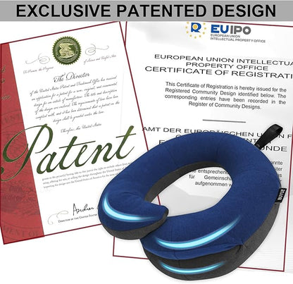 BUYUE Kids Travel Pillows for Airplane, 360° Head Support Sleeping Essentials for Boys Long Flight, Skin-Friendly Soft Neck Pillow for Traveling in Car Seat, (Small, Blue Grey, 40-90 lbs)