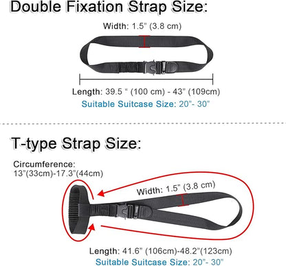Vigorport Luggage Straps, Straps for Suitcase, 1.5”Width Add A Bag Stretchable Attachment Accessories for Connect Your 3 Luggage Together (Black, 1.5" Width)
