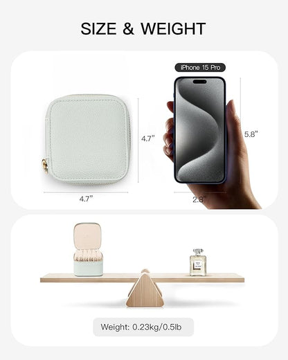 Vlando Jewelry Box with 6 Velvet Jewelry Bags Travel Jewelry Case for Women Girl Premium Petal Hardware Jewelry Organizer Necklace Rings Earrings Bags Bride Teacher Mom Gifts-Mint Green