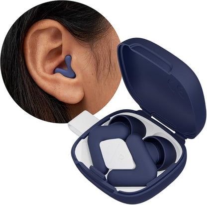 Alpine Silence Earplugs for Sleep, Focus & Travel - V-Shape Fit & Soft Oval Tips – 4 Sizes XS/S/M/L - Comfortable, Reusable Hearing Protection - up to 25dB – Midnight Blue