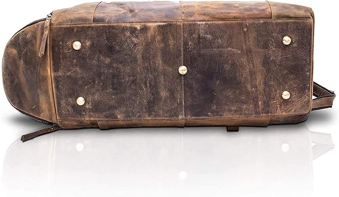 KomalC Leather Travel Duffel Bags for Men and Women Full Grain Leather Overnight Weekend Leather Bags Sports Gym Duffle