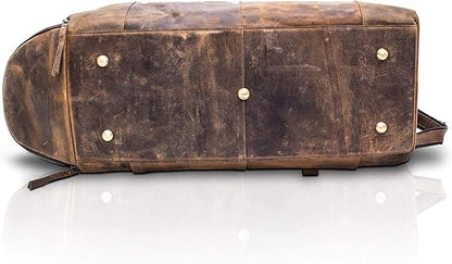 KomalC Leather Travel Duffel Bags for Men and Women Full Grain Leather Overnight Weekend Leather Bags Sports Gym Duffle