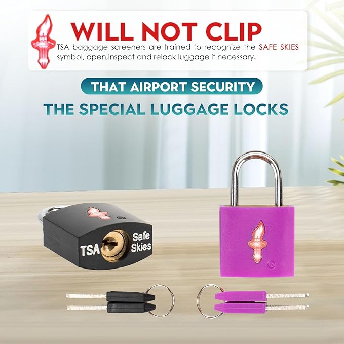 8 Pack TSA Approved Lock,Luggage Lock for Suitcases, Gun Cases & Travel Bags - Solid Brass Security Lock with Colored Shell (8 Colors: Black/Juice)