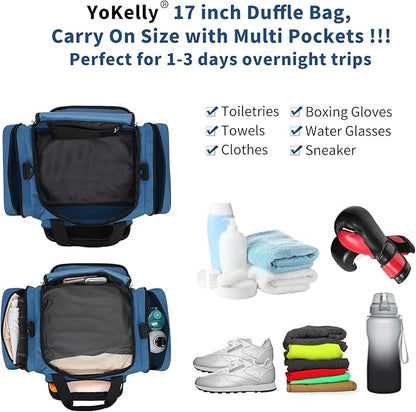 Small Gym Duffle Bag - 17 inch Carry On Weekender Bag for Travel Sport (17x10x9 in) - Royal Blue