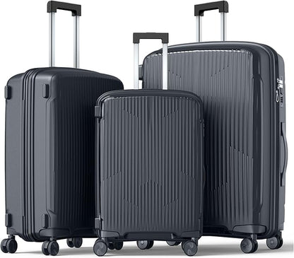 Nazhura Luggage Set, 3-Piece Hardside Suitcase Set, 20-inch Carry On, 24-inch, 28-inch Luggage