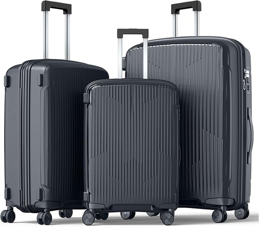 Nazhura Luggage Set, 3-Piece Hardside Suitcase Set, 20-inch Carry On, 24-inch, 28-inch Luggage