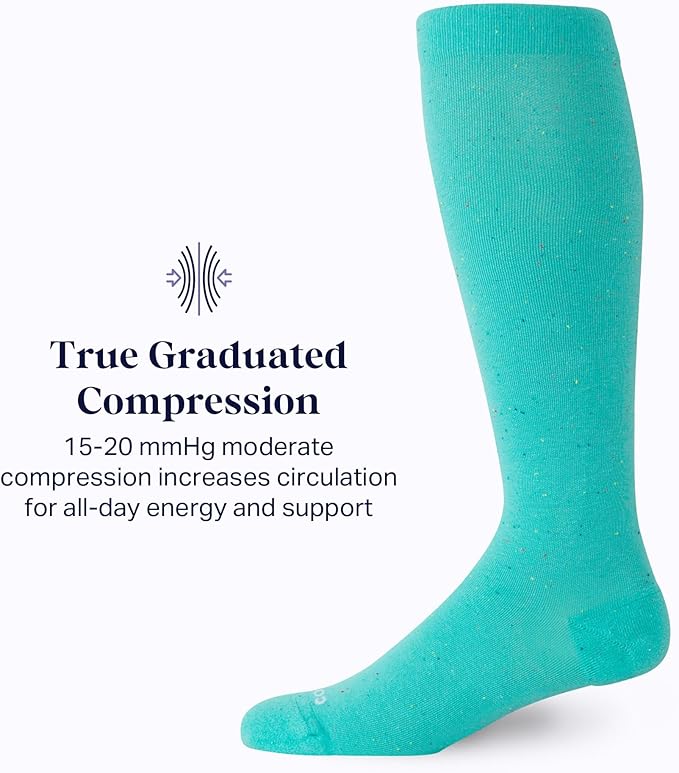 Comrad Recycled Cotton Knee High Socks - 15-20mmHg Graduated Compression Socks - Soft & Breathable Support Socks, Unisex