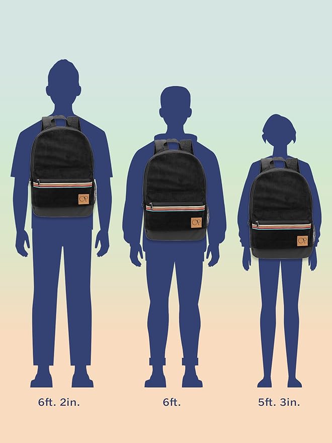 Ocean Pacific OG Corduroy Backpack for Travel, Sports, Beach, Work, Casual Daypack for Men Women Fits 15.6 Inch Laptop (Black)