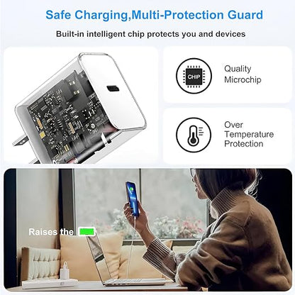 3Pack iPhone Fast Charger[Apple Mfi Certified],10FT iPhone Charger Fast Charging USB C to Lightning Cable with Type C Charger Block Fast Charging Adapter for iPhone 14 13 12 11 Pro Max X Xs Max 8Plus