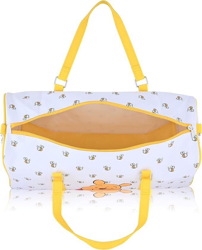 Disney Winnie the Pooh Travel Bag, Duffle Bag, Overnight Bag, Weekender Bag | Mini 16 Inch Leather Classic Premium Travel Duffle Bag for Women, Men, Adults
