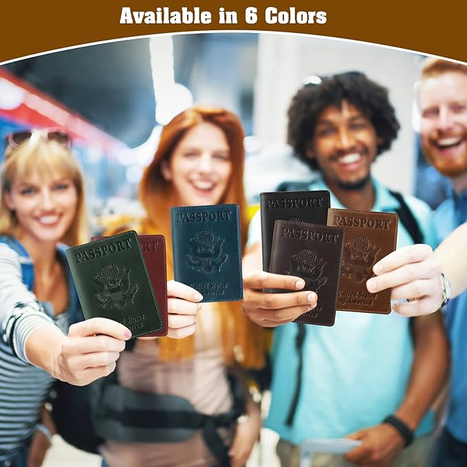 Jack&Chris Leather Passport Holder, Passport Travel Wallet Cover Case for Men Women, Leather Travel Documents Organizer Protector, JC105-Brown