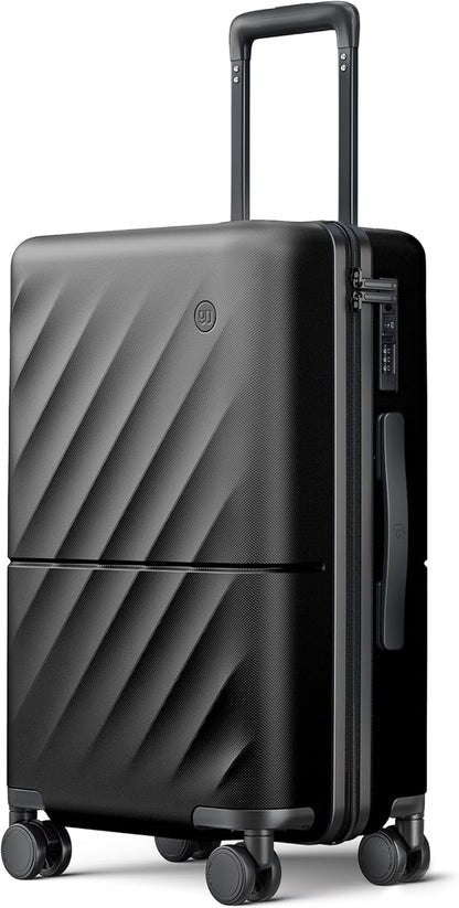 NINETYGO Carry On Suitcase, 20 Inch Carry-On Luggage with Double Spinner Wheels, Anti-Burst Zipper, Hard Case PC Suitcase Carry On, Lightweight Travel Luggage, TSA Approved (Onyx Black, Hudson)